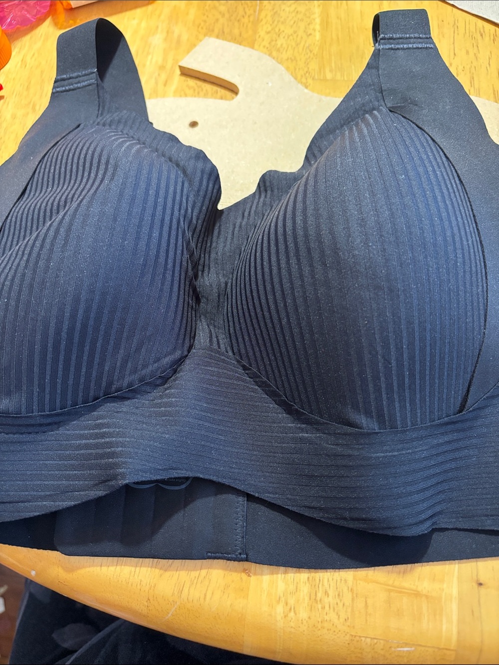 Women's Black Wireless Ribbed Bra 2XL NWT